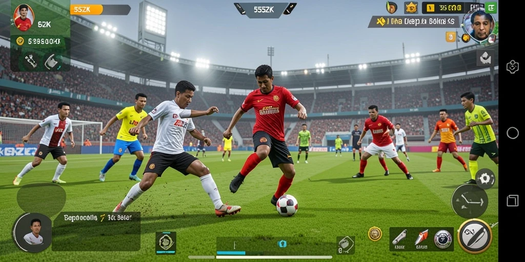 Gameplay seru di lapangan sepak bola dalam 555ZK.