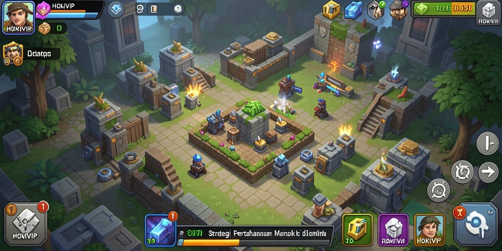 Screenshot gameplay HOKIVIP menampilkan strategi Tower Defense yang seru.