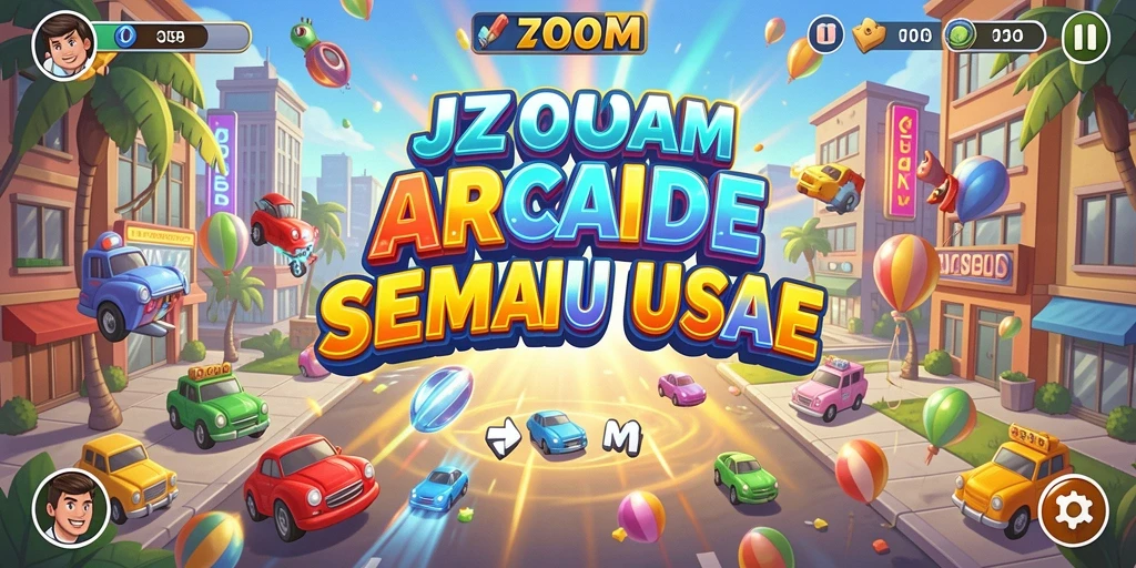 Screenshot menampilkan gameplay seru J200M dalam mode Arcade.