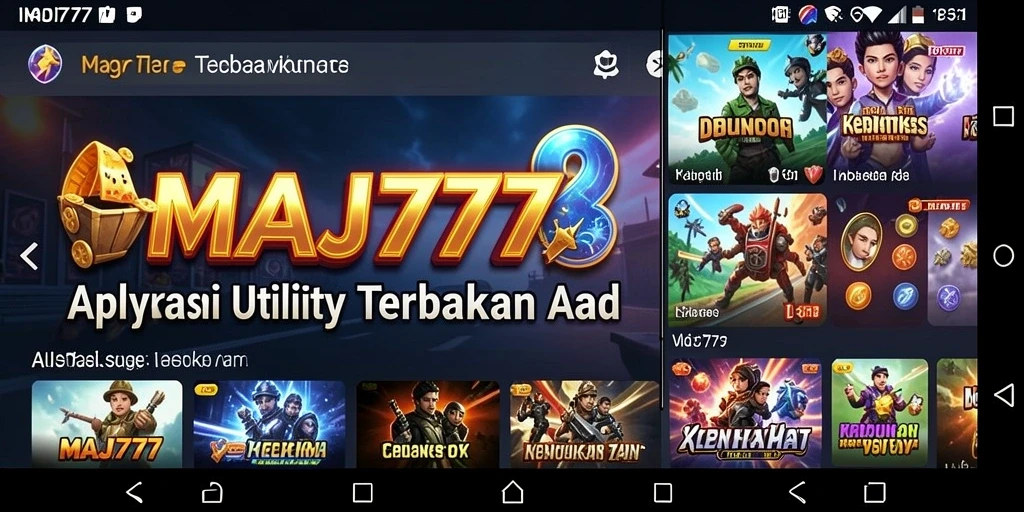 Tampilan utama aplikasi MAJ777 dengan fitur-fitur Utility yang menarik.