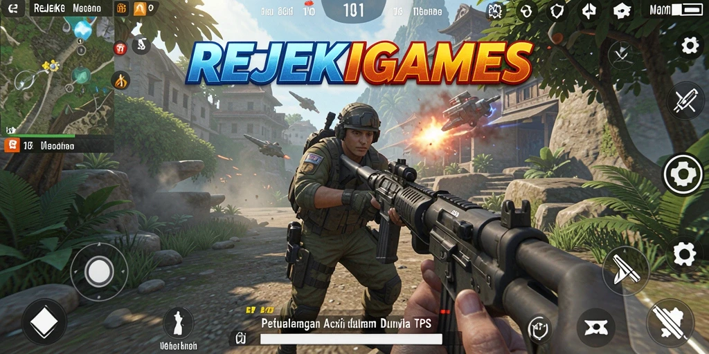 Skrinsut menampilkan pertempuran seru dalam REJEKIGAMES yang penuh aksi.