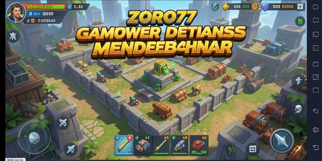 Tampilan menarik gameplay ZORO77 dalam pertahanan menara.